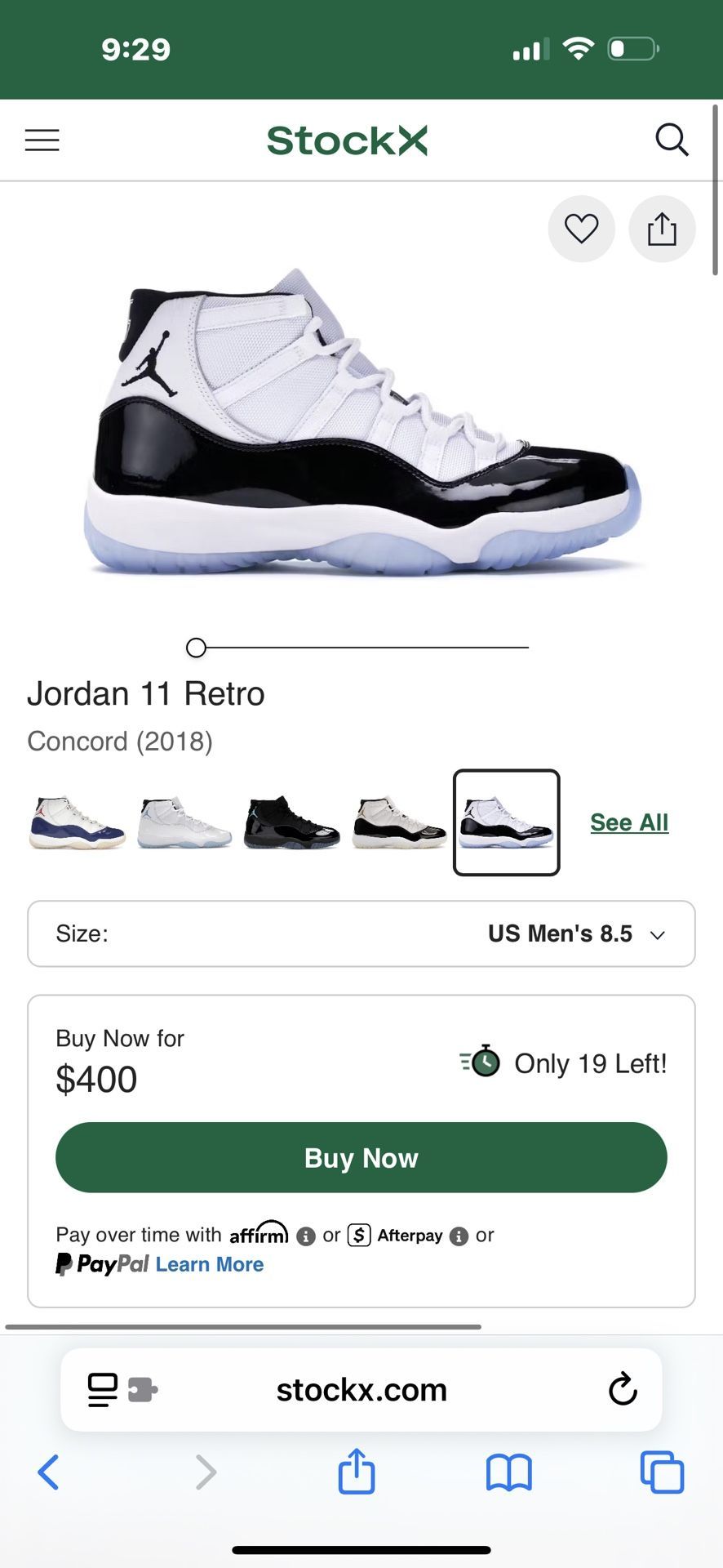 Jordan 11 Retro Concord ‘18 (Sz 8.5m)