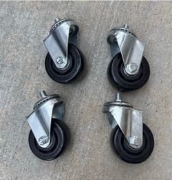 Set of 4 Swivel Threaded Stem Caster Wheels Black Polyurethane