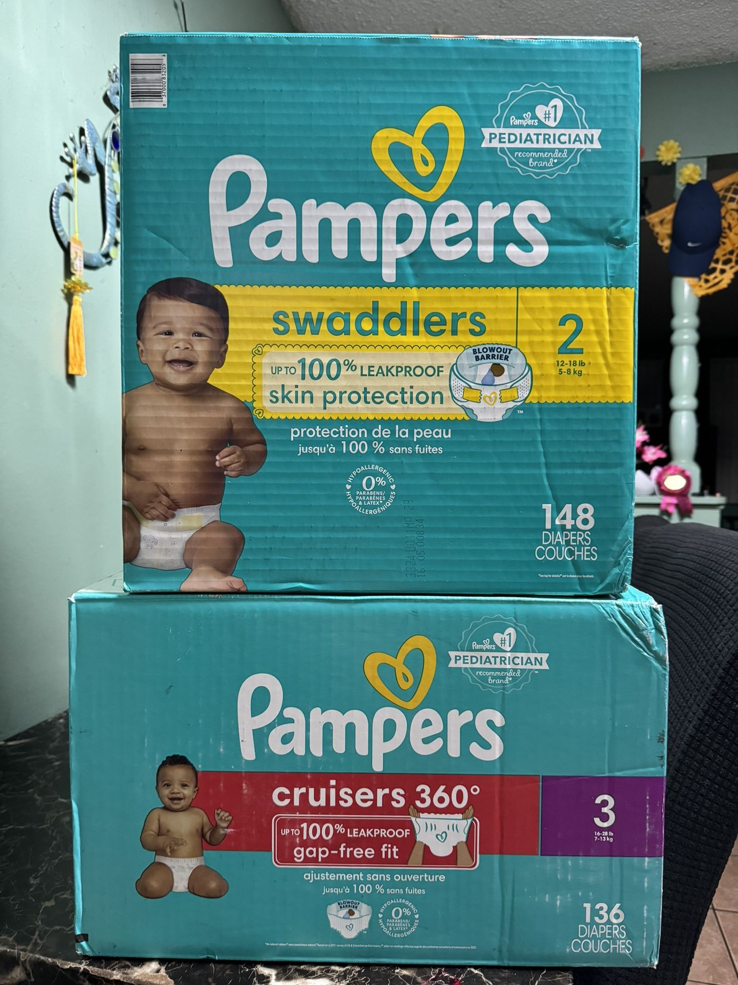 Pampers Size “3” 136 Diapers $40 And Size “2” 148 Diapers $40 