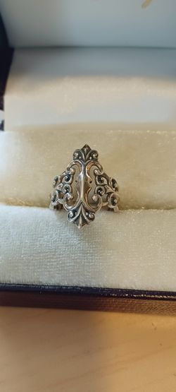 Vintage Caroline Pollack Fleur-de-lis Sterling silver ring women's size 7.5