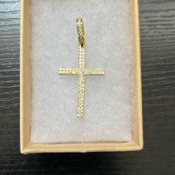 Gold Over Silver Moissanite Cross Pendant 