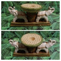 7" L x 3 1/2" H Ceramic Decorative Elephant Candle Holder 