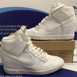 Size 9W|Reconditioned Nike Dunk Sky High Wedge Croc Snakeskin Triple White Women’s Size 9