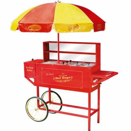 lot of 2 Rolling Hot Dog Cart with Bun and Condiment holders