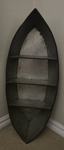 Galvanized Canoe Bookshelf Wall Decor