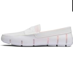 Men’s Size 15 White Loafers Slip On Driving Shoes Casual Rubber Comfort