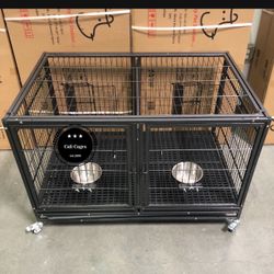 Dog Cage Kennel Size 43” With Divider And Feeding Bowls New In Box 📦 