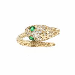 Woman’s Ladies 10k Yellow Gold CZ Cubic Zirconia Snake Ring Size 6 GP3137779