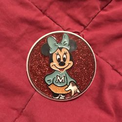 Disney Cheerleader Minnie Mouse Vintage Pinback/pin glitter
