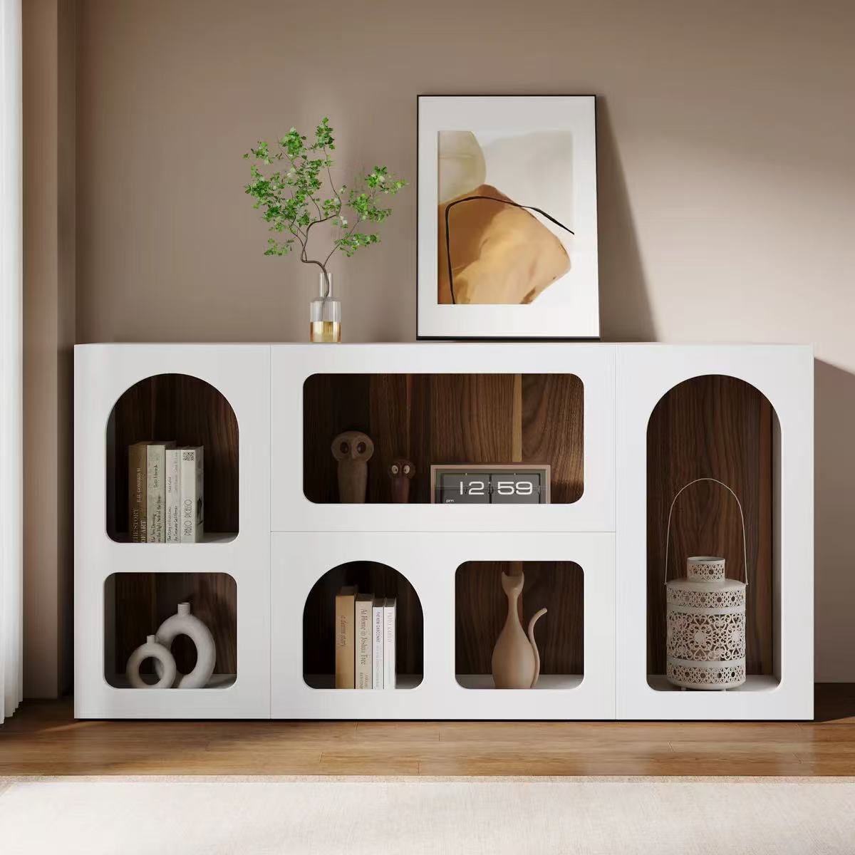 59" Console Table, Wooden Sofa Table Storage Organizer Entrance Table