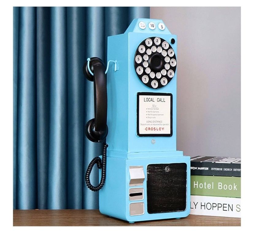 Vintage Old Style Retro Booth Telephone Decorative Prop (Blue)