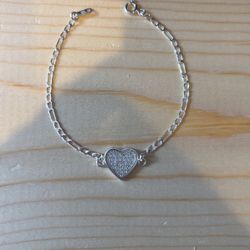 925 Silver Heart Bracelet With Cz’s