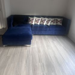 Royal Blue Velvet Sectional Sofa 