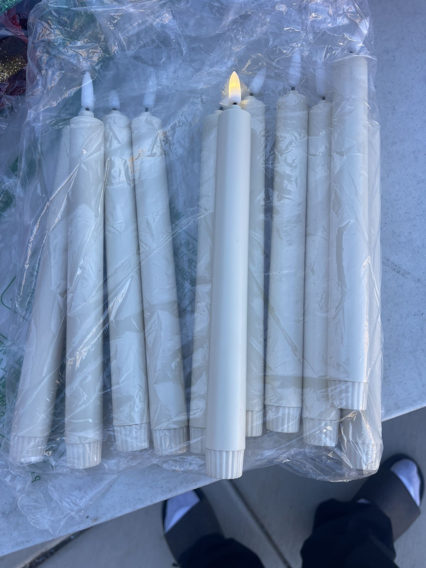 11 Pcs Flameless Taper Candles with Remote, Timer, Plastic Battery Operated Window Candles, 9.6 Inches Ivory LED
