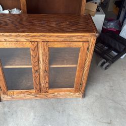 Oak Cabinet With Glass Doors 