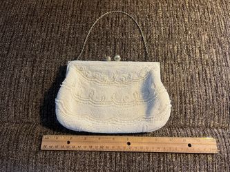 Vintage 1950 Ivory Beaded Clutch