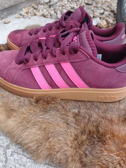 adidas Grand Court Base 00s in the Shadow Red / Lucid Pink / Gum colorway(sz8)