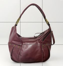 Burgundy  color satchel faux leather, unusual look medium neat purse 