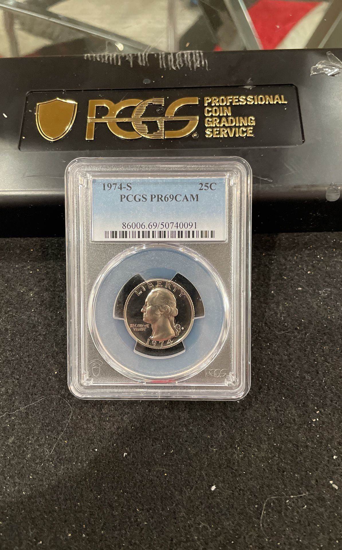 1974 S Gem Proof Washington Quarter Graded At PR69 With A Deep Cameo E-4