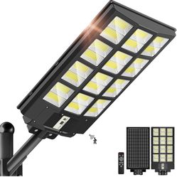 6000W Solar Street Lights Outdoor - 7000K Solar Lights Outdoor Waterproof Dusk to Dawn, Commercial Solar Parking Lot Lights with Motion Sensor, Solar 