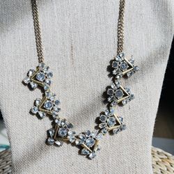 J Crew Statement Crystal Gold Tone Necklace