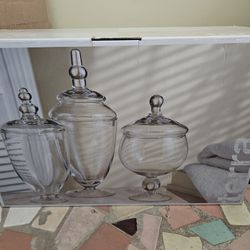 Set Of 3 Apothecary Jars New