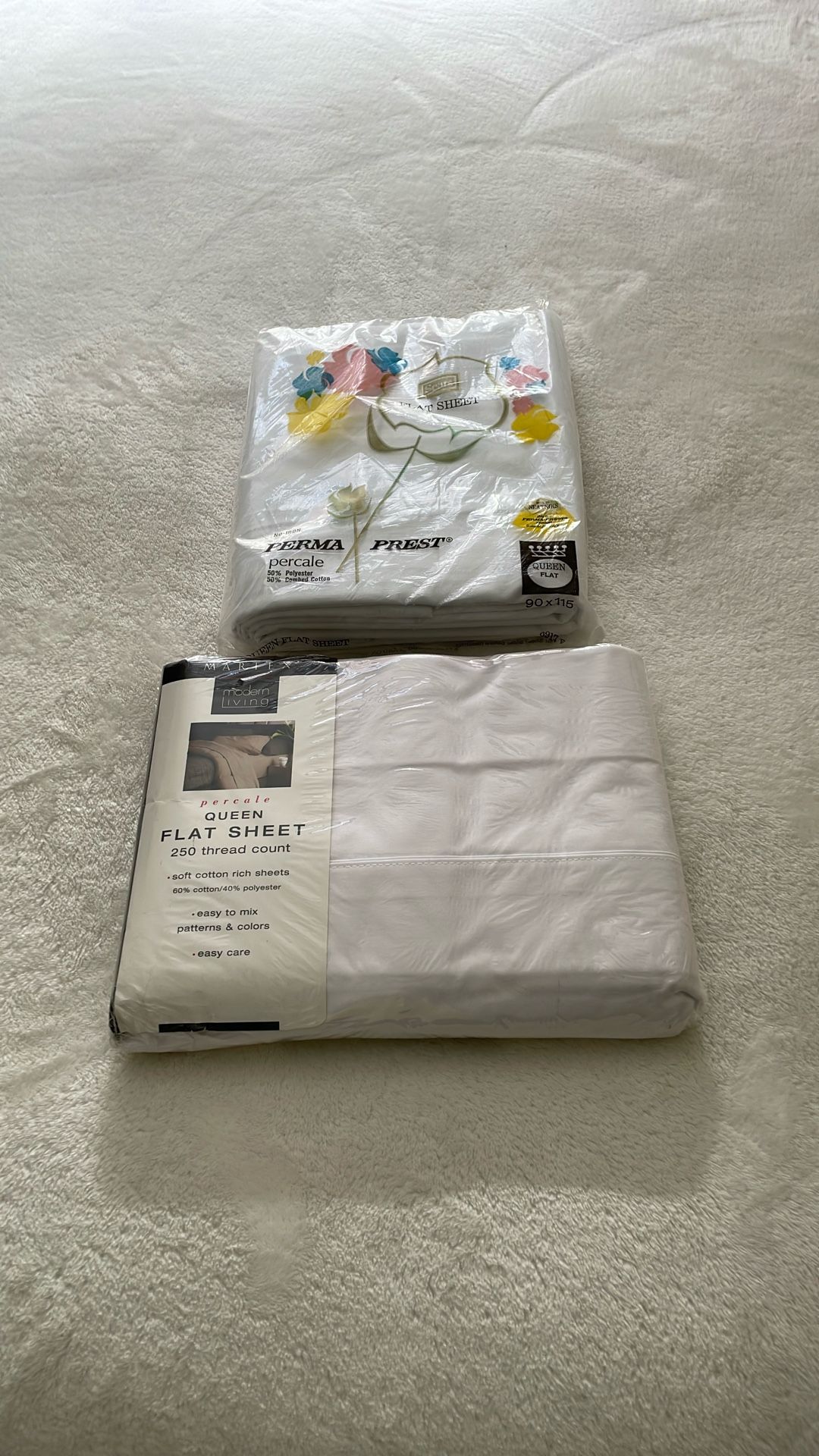 Two Flat Queen Sheets