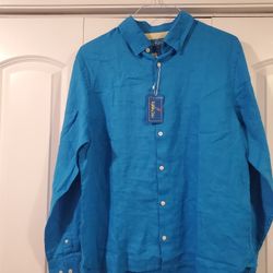 Michael's linen long-sleeve men  shirt size large brand new button down 