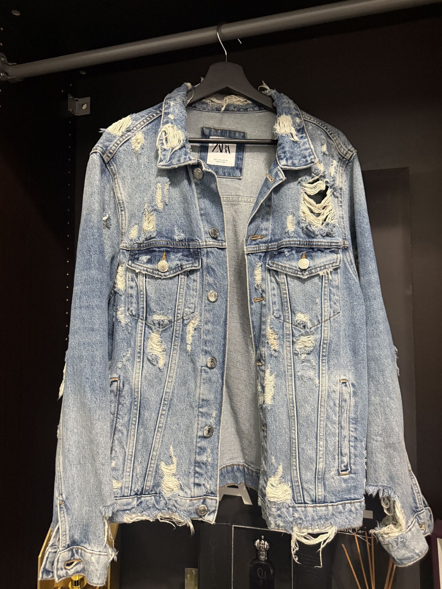 Zara RIPPED BANDANA JACKET SIZE L