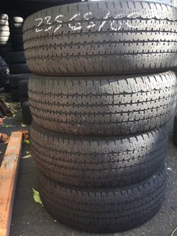 235/65/16 C firestone set of used tires in good condition 50% tread 225$ for 4 . Installation balance and alignment available. Please call 973-997-32