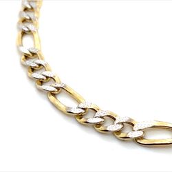 10l Gold Bracelet 2 Tone Hollow Diamond Cut Figaro 5.5mm 3.6grams 144580 2