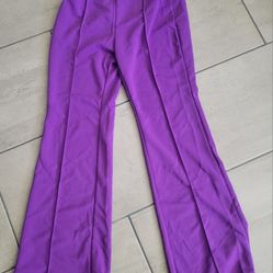Purple Wide Leg Pants, Never Worn, New 