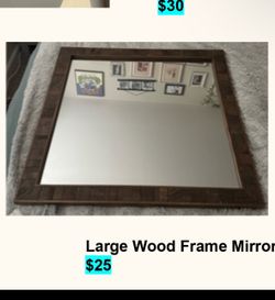 Large Mirror with Wood Frame