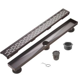 (New in Box)
HEATGENE 24 Inches Linear Shower Drain Venetian Bronze - Rectangular Bathroom Shower Floor Drain - Adjustable Leveling Feet - Removable D