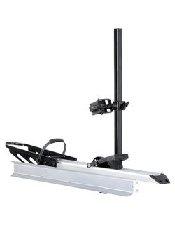 Foldable 1-Bike Hitch E-bike Rack with Ramp, Folding Single Electric Bike Carrier, 100 LBS Capacity, Fits 2'' Receiver