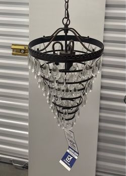 Bronze Crystal Drop Tiered Chandelier