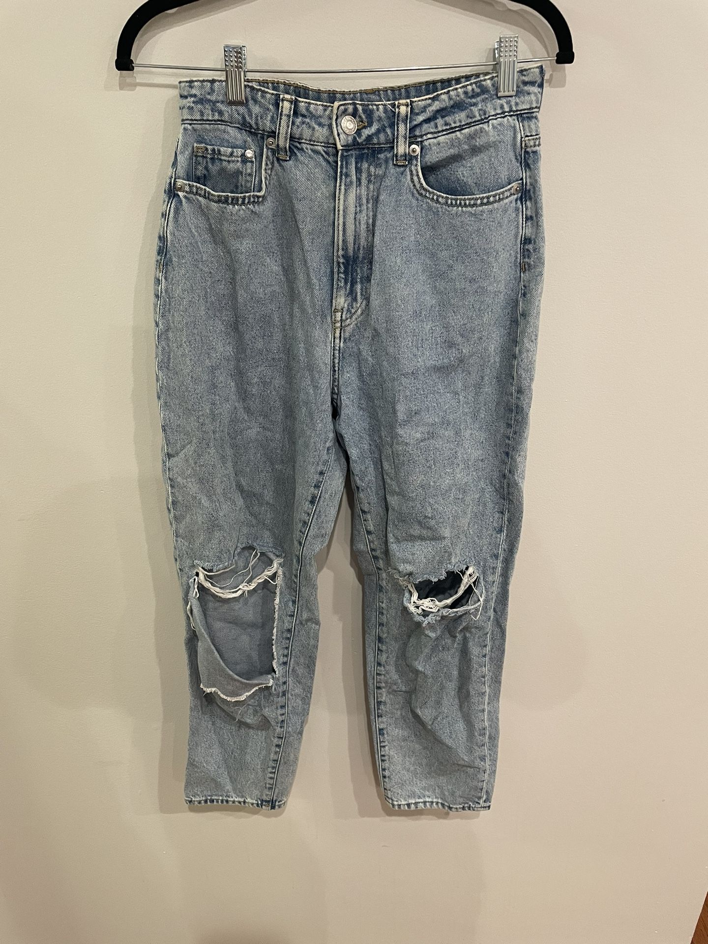 & Denim H&M Loose Mom Jeans Women's Size 4 Blue Ultra High Waist Ankle Length