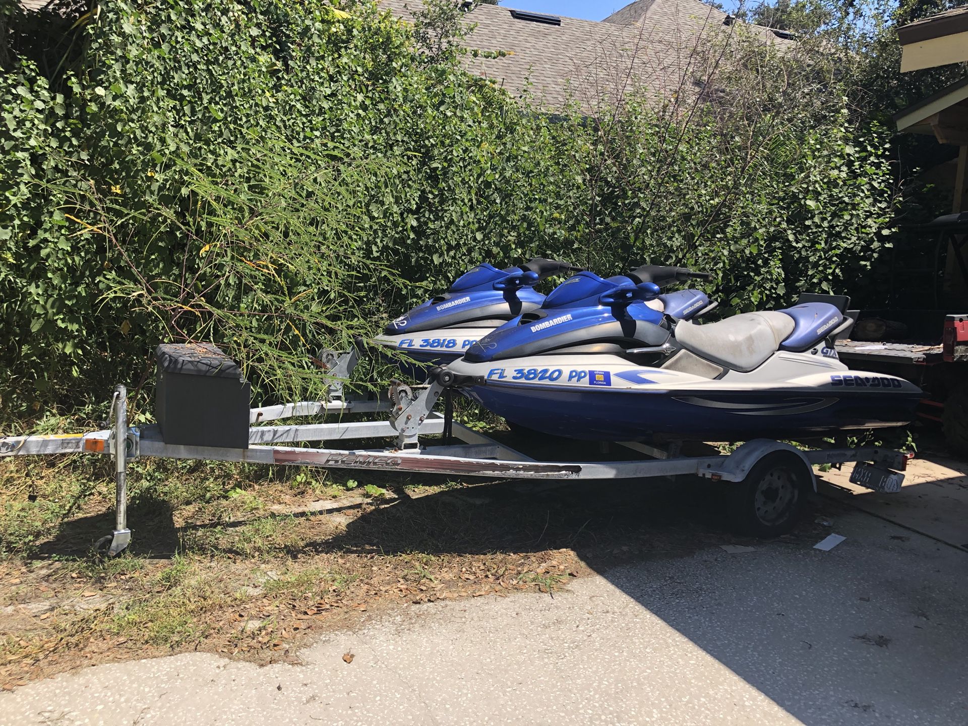 SeaDoo Wave Runners. With Double trailer