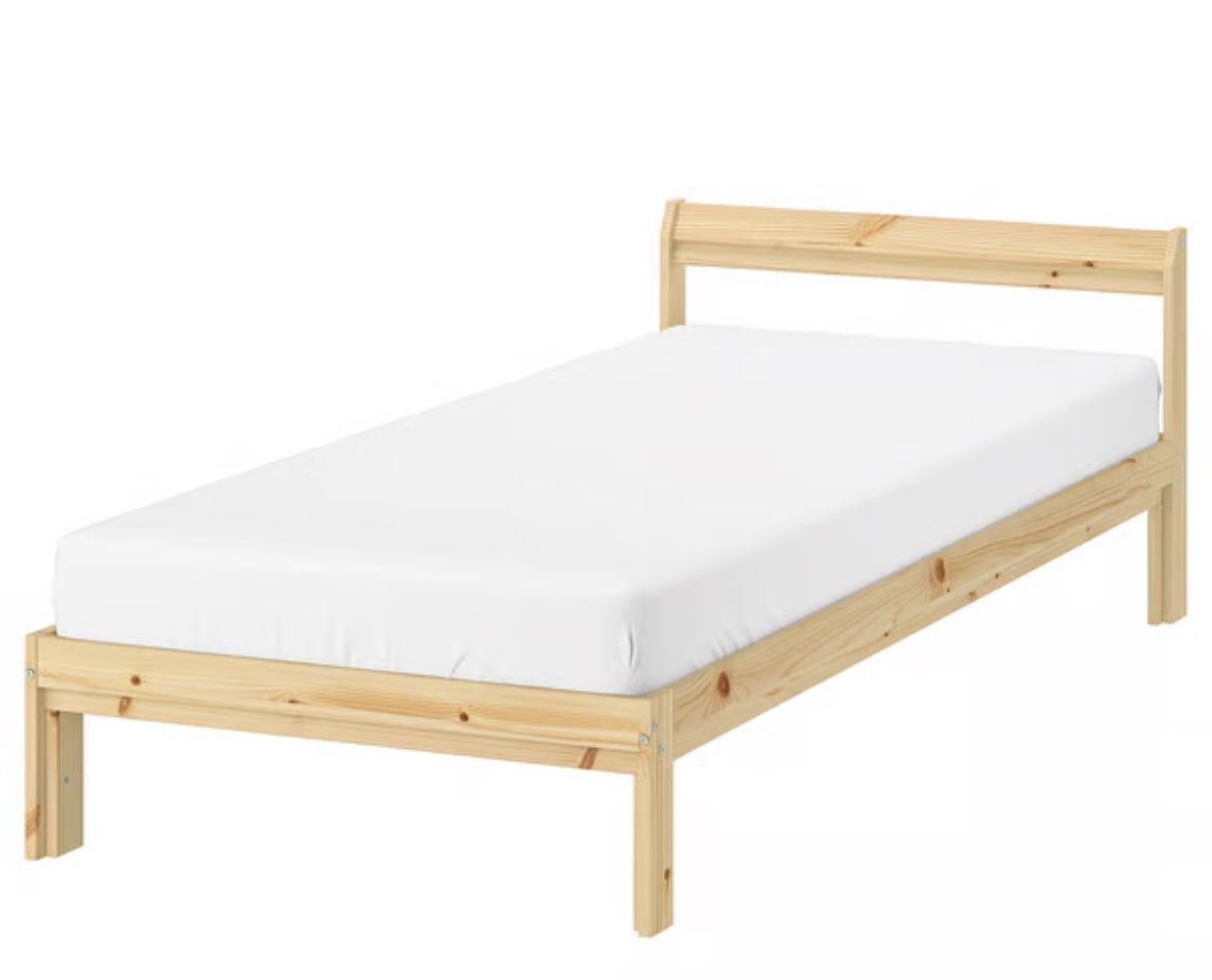 IKEA Bed frame, pine, Twin Mattress Included