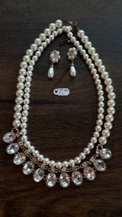 Faux Pearl and Crystal Statement Jewelry Set