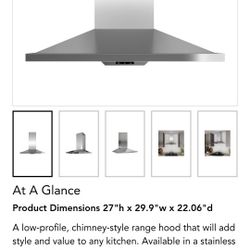 Albert Lee Custom Hood Series 30" Stainless Steel Low-Profile Chimney Wall Hood