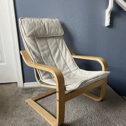 IKEA Poang Kid's Child Armchair Chair Birch Veneer Beige Cushion 