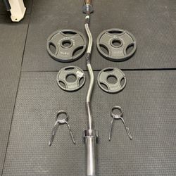 Curl Bar With Weights Set