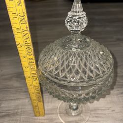 Indiana Glass Chalice Crystal Diamond Point Apothecary Candy Jars Vintage