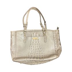 Brahmin Champagne Croc Embossed Leather Shopper Tote Shoulder Bag Vintage AS IS