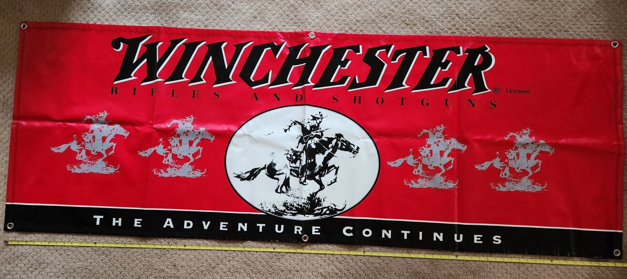 Vintage 1990s US Repeating Winchester Dealer's Banner approx 6.6 Feet Long By 2.5 Feet Tall