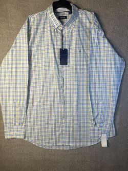 IZOD MENS LARGE STRETCH PLAID BUTTON 