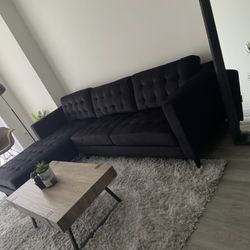 Black Sectional Sofa Couch 