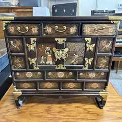 Ornate Asian Style Wood Cabinet