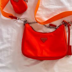 Prada Orange Shoulder Bag with Pouch